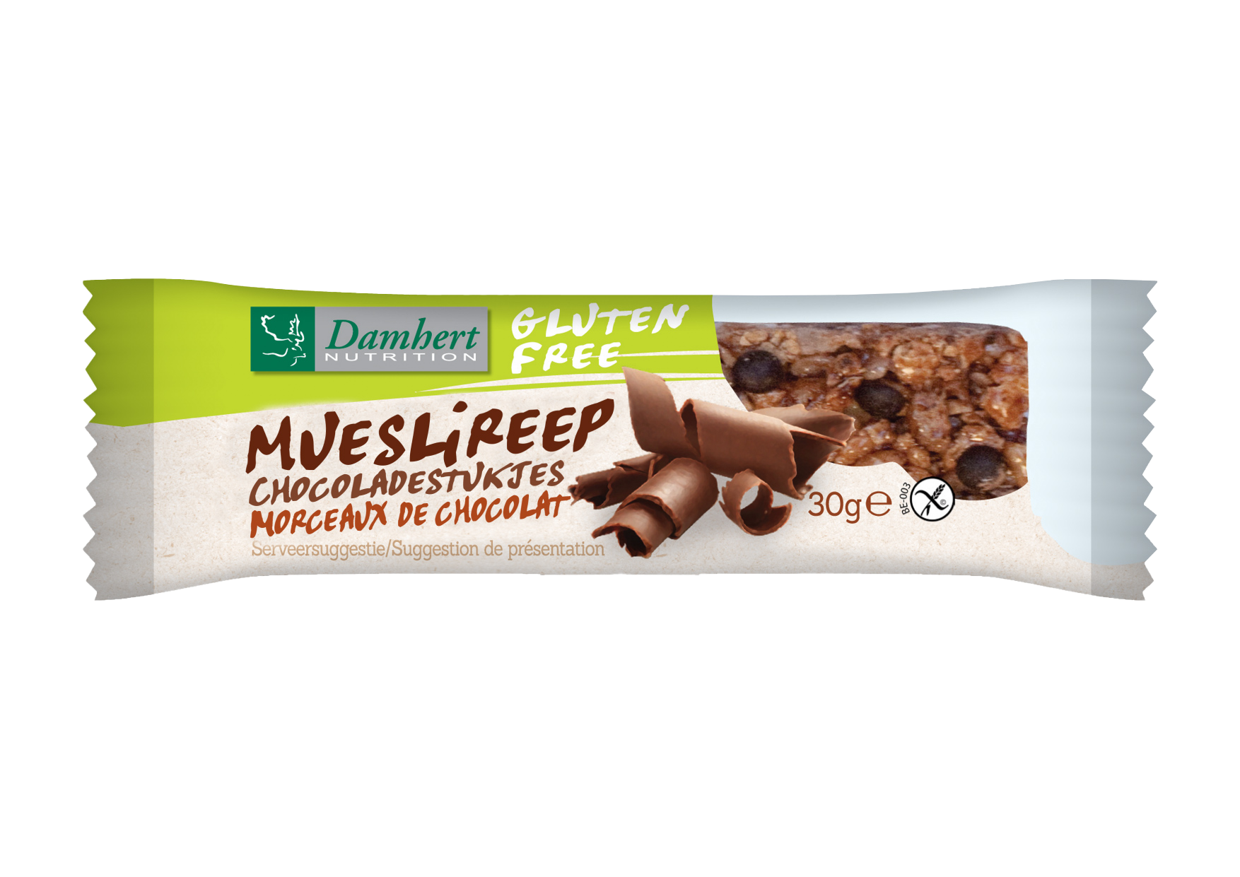 Damhert Snacks en Tussendoortjes 30 Gram Damhert Mueslireep chocolade glutenvrij 30 Gram