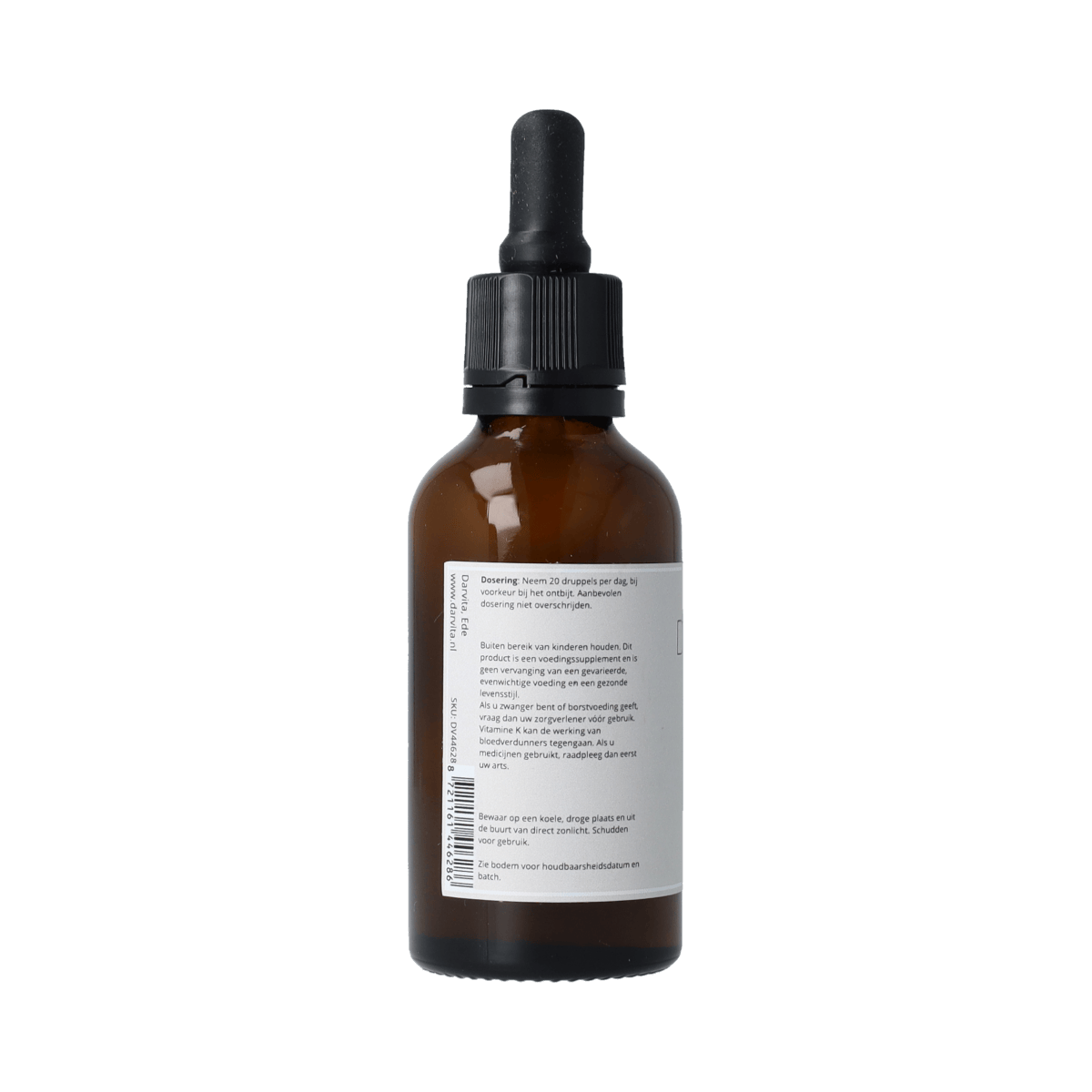 Darvita D3+K2 liposomal vitamin supplement bottle, 50ml, with dropper cap, showing the product label and packaging.