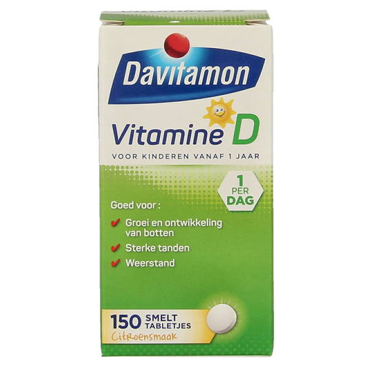 Davitamon Vitamine Enkel 150 Tabletten Davitamon Vitamine D kind smelttablet 150 Tabletten