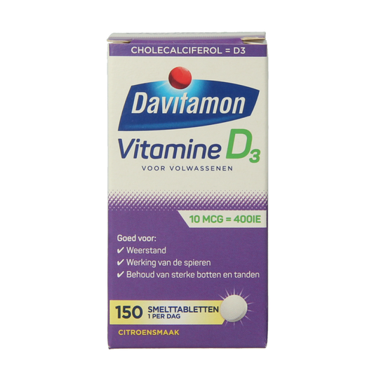 Davitamon Vitamine Enkel 150 Tabletten Davitamon Vitamine D volwassenen smelttablet 150 Tabletten