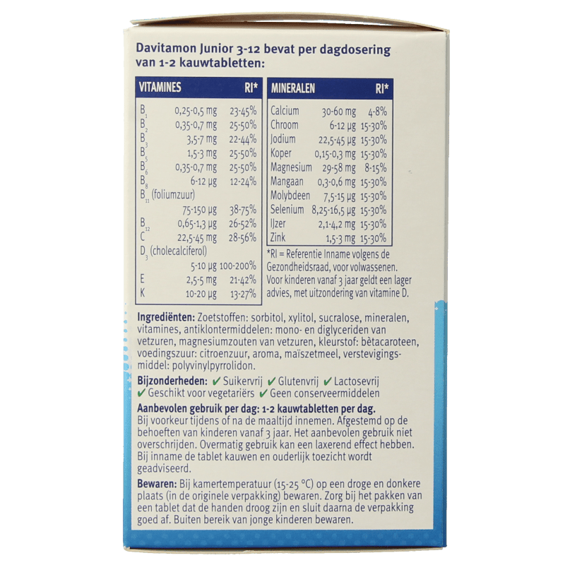 Davitamon Vitamine Multi 120 Kauwtabletten Davitamon Junior 3-12 multifruit 120 Kauwtabletten