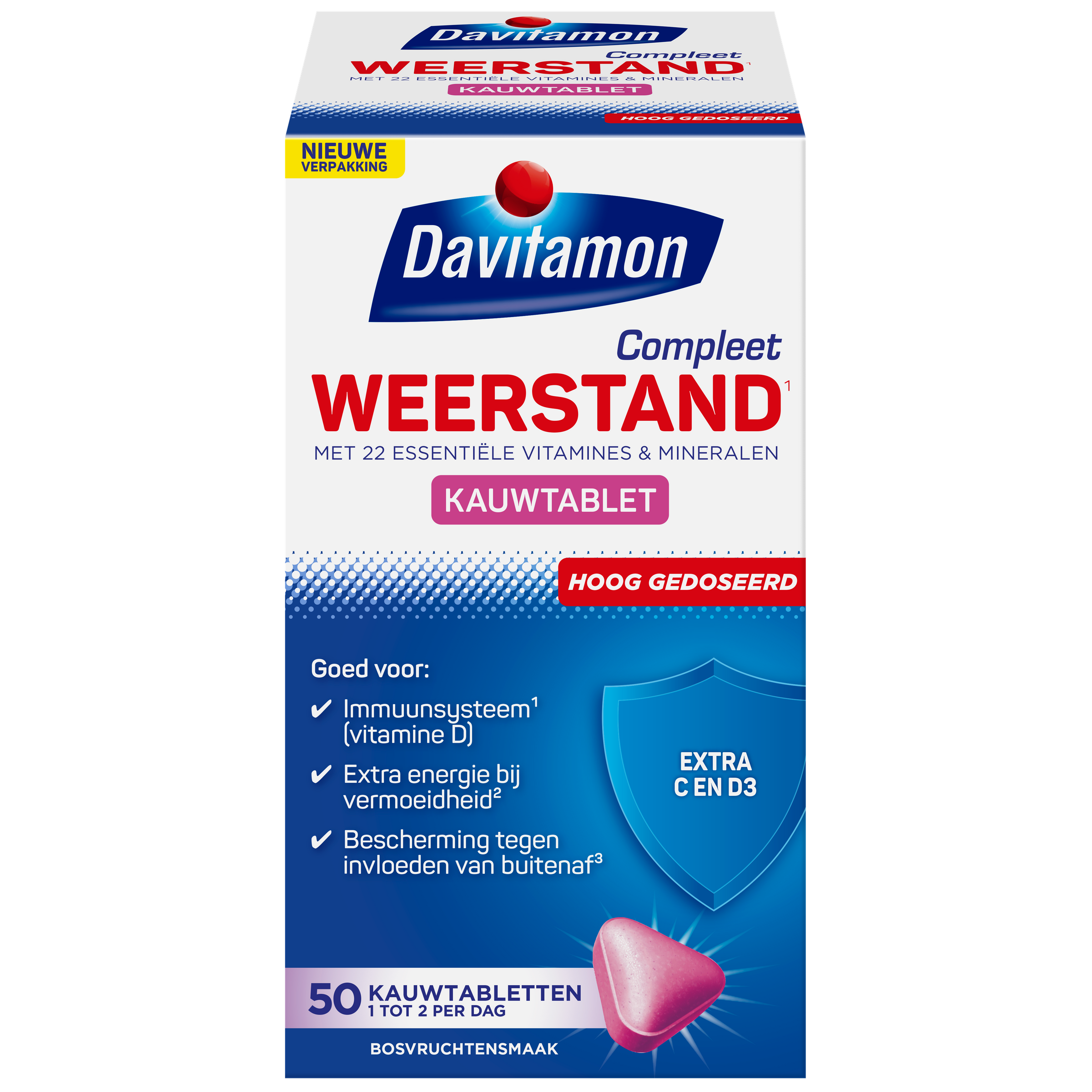 Davitamon Vitamine Multi 50 Kauwtabletten Davitamon Compleet weerstand hoog gedoseerd 50 Kauwtabletten
