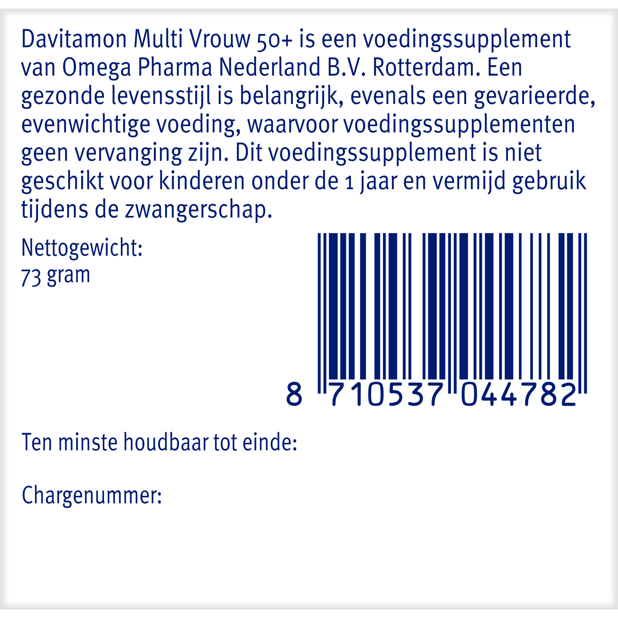Davitamon Vitamine Multi 60 Tabletten Davitamon Multi vrouw  50+ 60 Tabletten