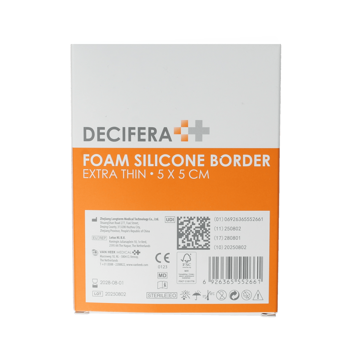 Decifera Desinfectie 5.00 Stuks Decifera Foam silicone border extra dun 5x5cm 5.00 Stuks