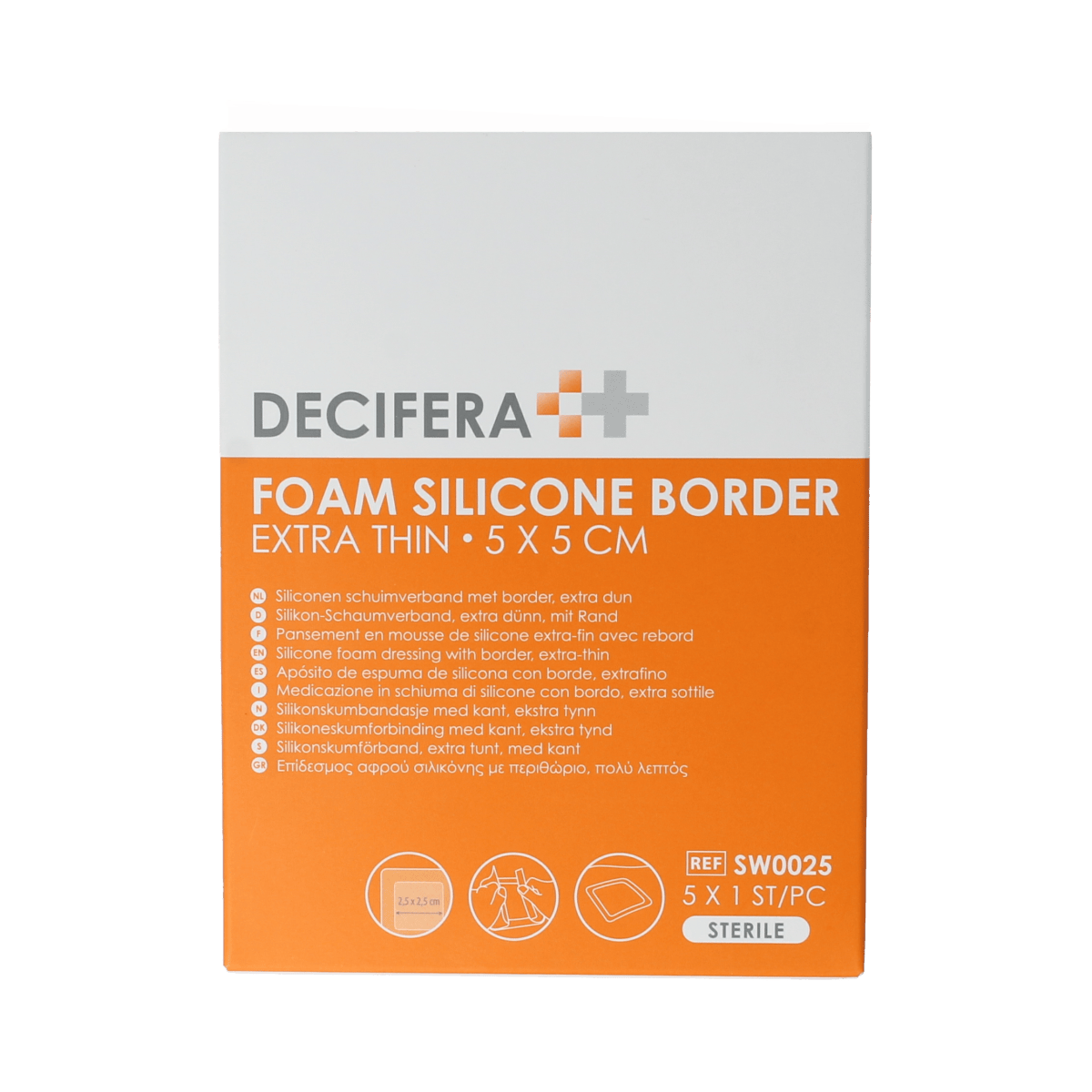 Decifera Desinfectie 5.00 Stuks Decifera Foam silicone border extra dun 5x5cm 5.00 Stuks