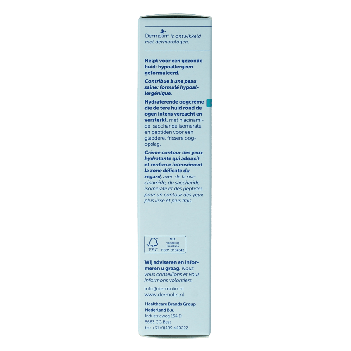 Dermolin Gezichtsverzorging 15.00 Milliliter Dermolin Oogcreme hydraterend tube 15.00 Milliliter
