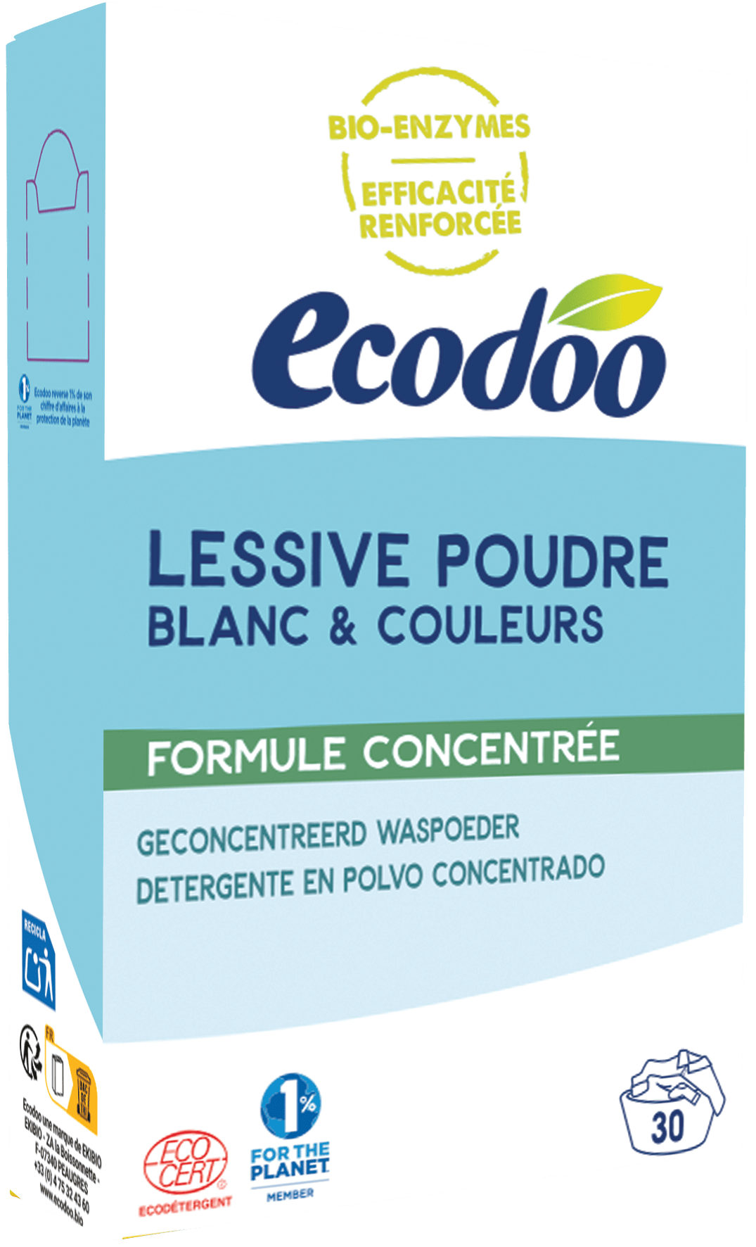 Ecodoo eco concentrated laundry powder in 750g package, eco-friendly wasmiddelen for effective cleaning