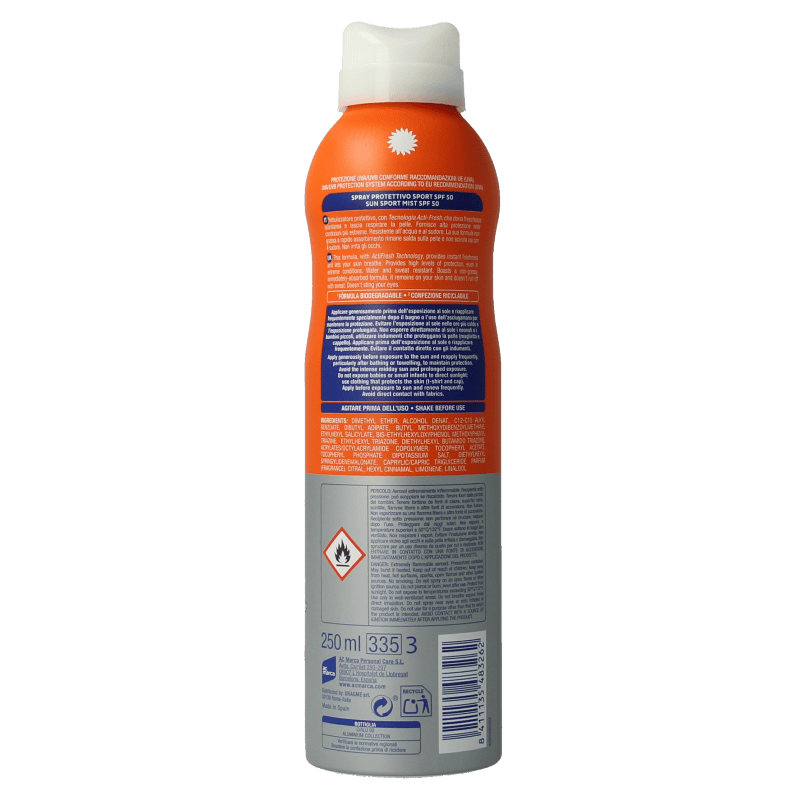 Ecran Zonnen 250 Milliliter Ecran Sun milk spray invisible sport SPF50 250 Milliliter