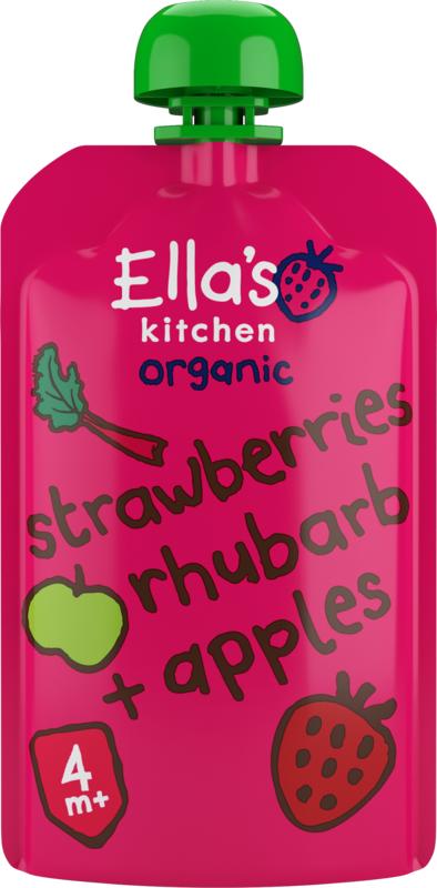 Ella's Kitchen Baby en Peuter Voeding 120 Gram Ella's Kitchen Strawberry rhubarb & apples 4+ mnd knijpz bio 120 Gram