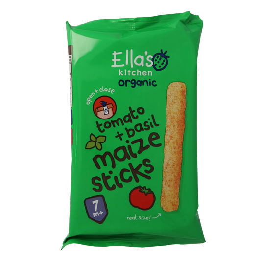 Ella's Kitchen Chips en Zoutjes 16 Gram Ella's Kitchen Maize sticks tomato & basil 7m+ bio 16 Gram
