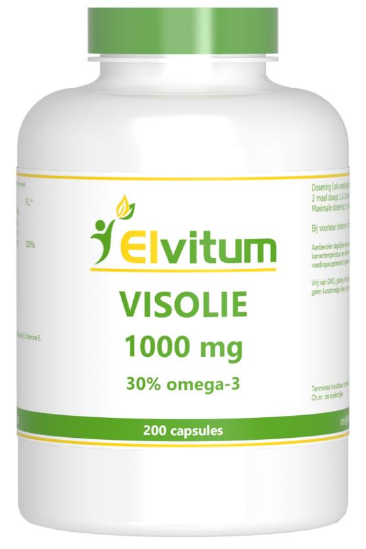 Elvitum Vetzuren 200 Capsules Elvitum  Visolie 1000mg omega 3 30% 200 Capsules
