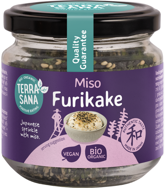 TerraSana Furikake Miso bio sauce in 75g jar, a natural Japanese seasoning and flavor enhancer for dishes.
