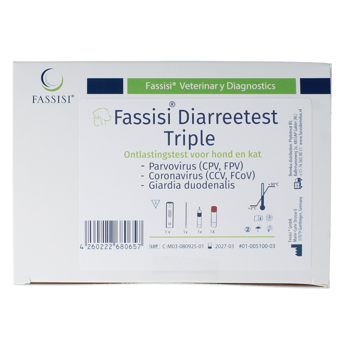 Fassisi Zelftesten en Testsets 1.00 Stuks Fassisi Diarree sneltest triple 1.00 Stuks