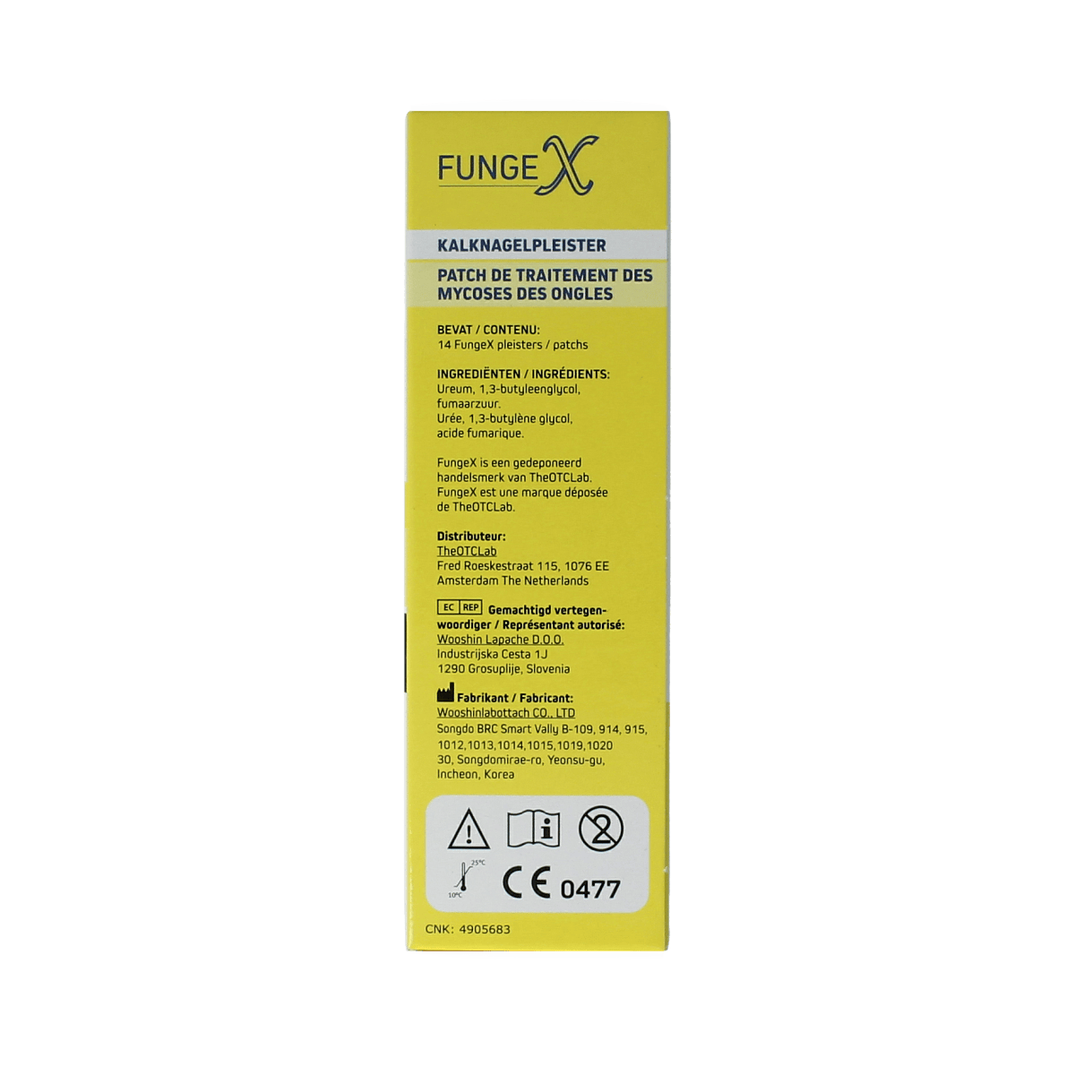 Fungex Kalknagel Pleister Forte foot care patches for nail fungus, packaged in a box of 14.