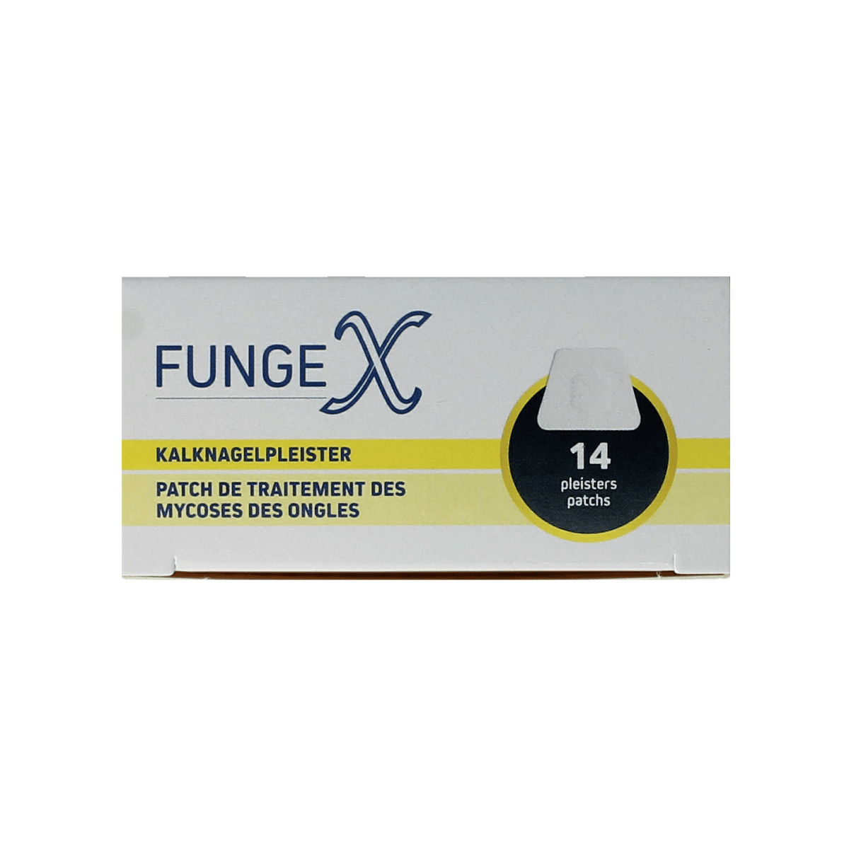 Fungex Kalknagel Pleister Forte for toenail fungus, 14-pack, foot care product with adhesive patches for nail treatment.