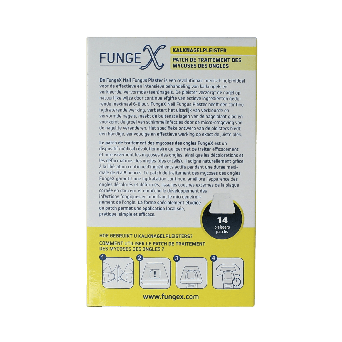 Fungex Kalknagel Pleister Forte for toenail fungus treatment, 14 pack, foot care product with adhesive patches