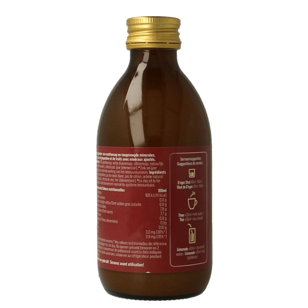 G'nger Dranken en Sappen 250.00 Milliliter G'nger Shot gember vruchtensap immunity 250.00 Milliliter