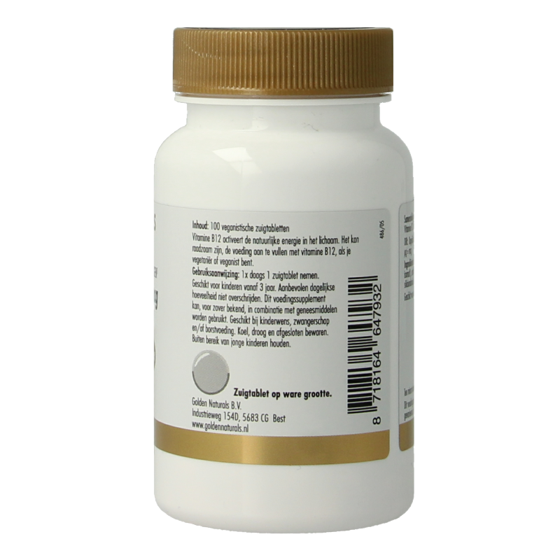 Golden Naturals Vitamine Enkel 100 Zuigtabletten Golden Naturals Vitamine B12 1000mcg vegan 100 Zuigtabletten