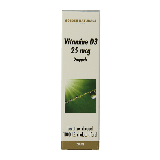 Golden Naturals Vitamine Enkel 20 Milliliter Golden Naturals Vitamine D3 25mcg druppels 20 Milliliter