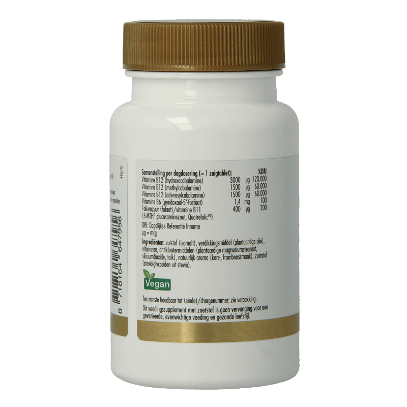 Golden Naturals Vitamine Enkel 60 Zuigtabletten Golden Naturals Vitamine B12 6000mcg vega 60 Zuigtabletten