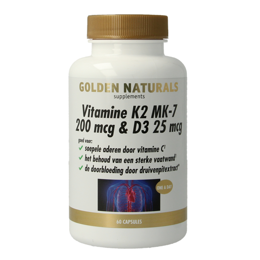 Golden Naturals Vitamine Multi 60 Vegetarische capsules Golden Naturals Vitamine K2 200mcg & D3 25mcg 60 Vegetarische capsules