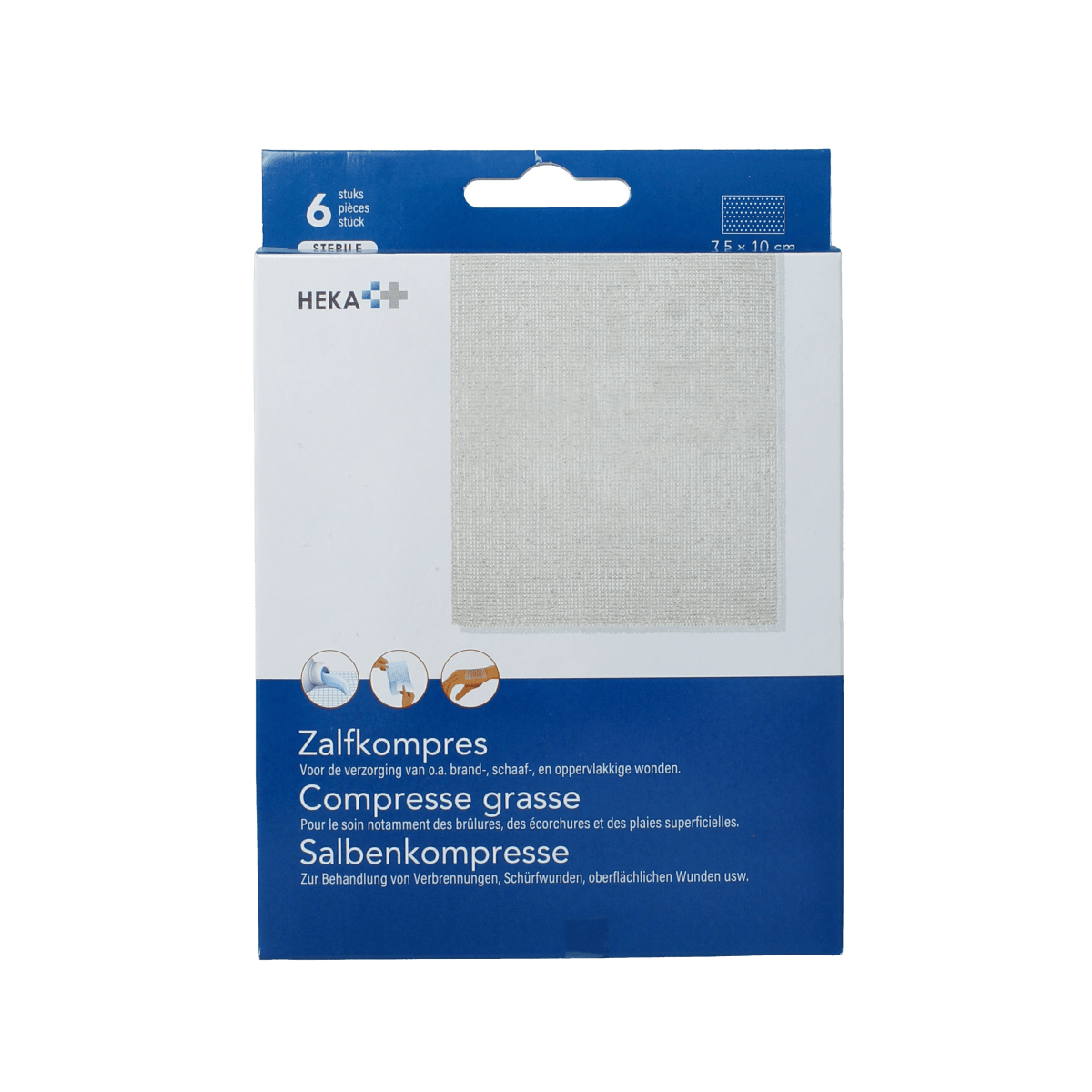 Heka Gazen en Kompressen 6.00 Stuks Heka Zalfcompres 7.5 x 10cm steriel 6.00 Stuks