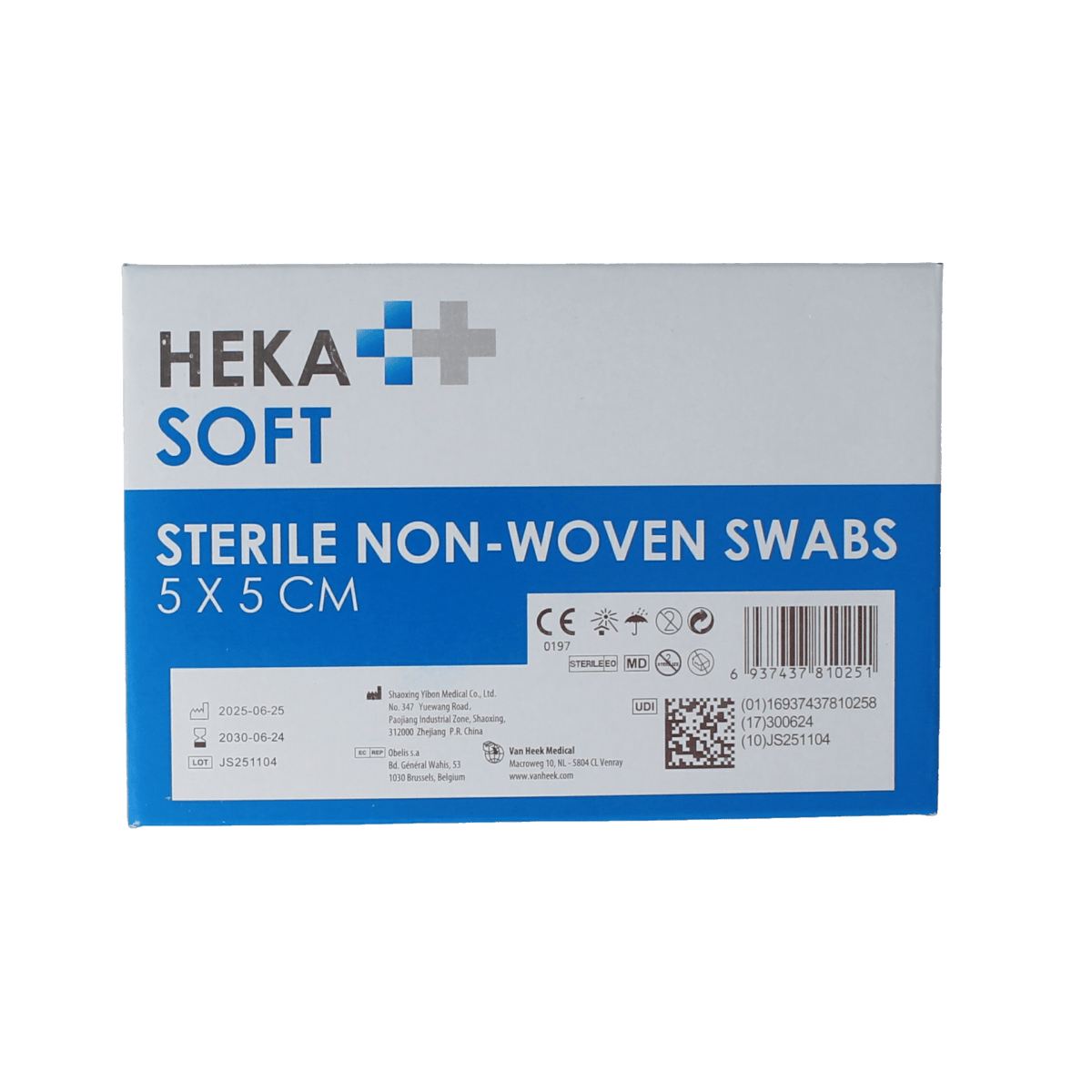 Heka Soft sterile non-woven compress 5x5 cm, pack of 100 sterile gauze and compresses, for wound care and medical use