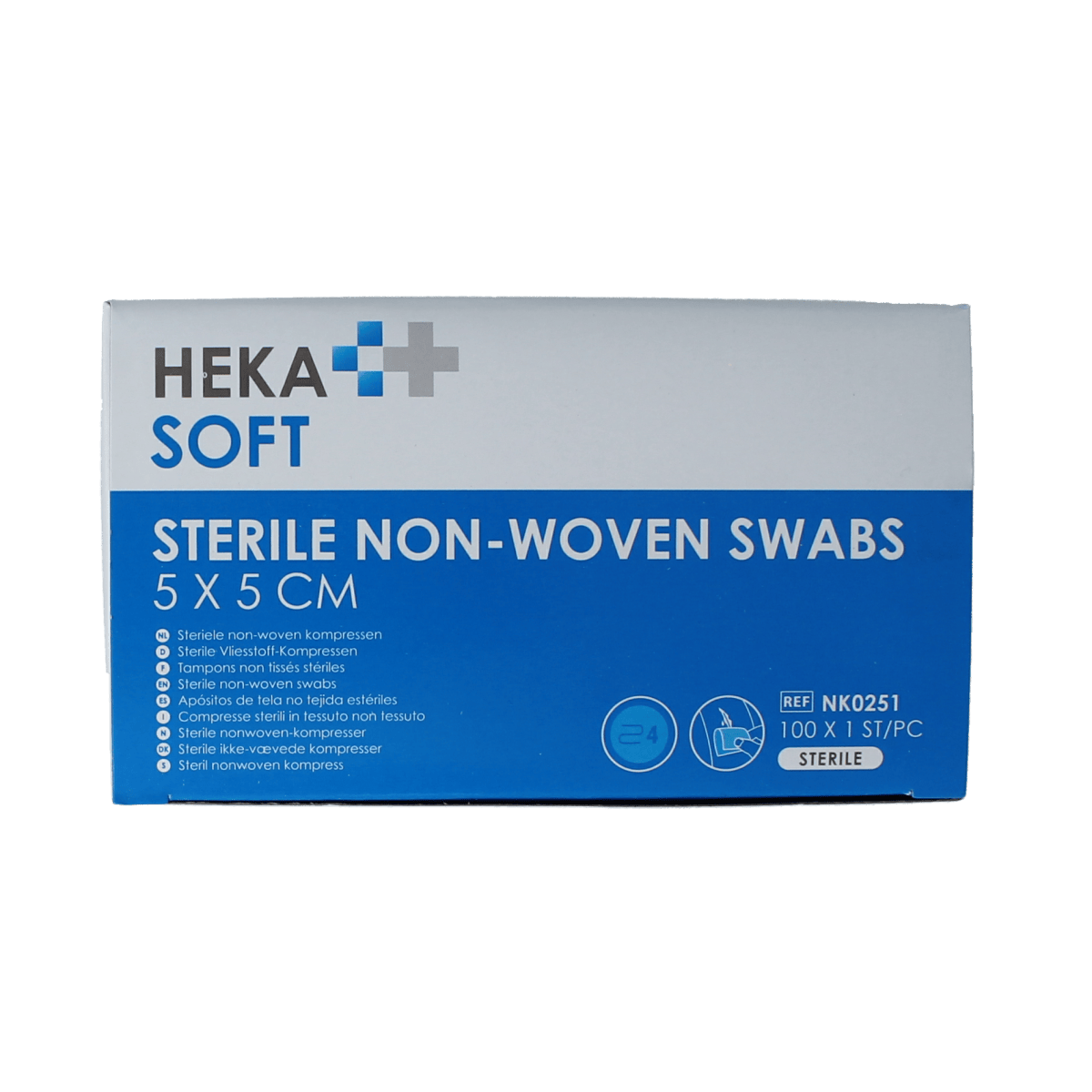 Heka Soft Gazen en Kompressen 100.00 Stuks Heka Soft Non-woven kompres 5x5 steriel 100.00 Stuks