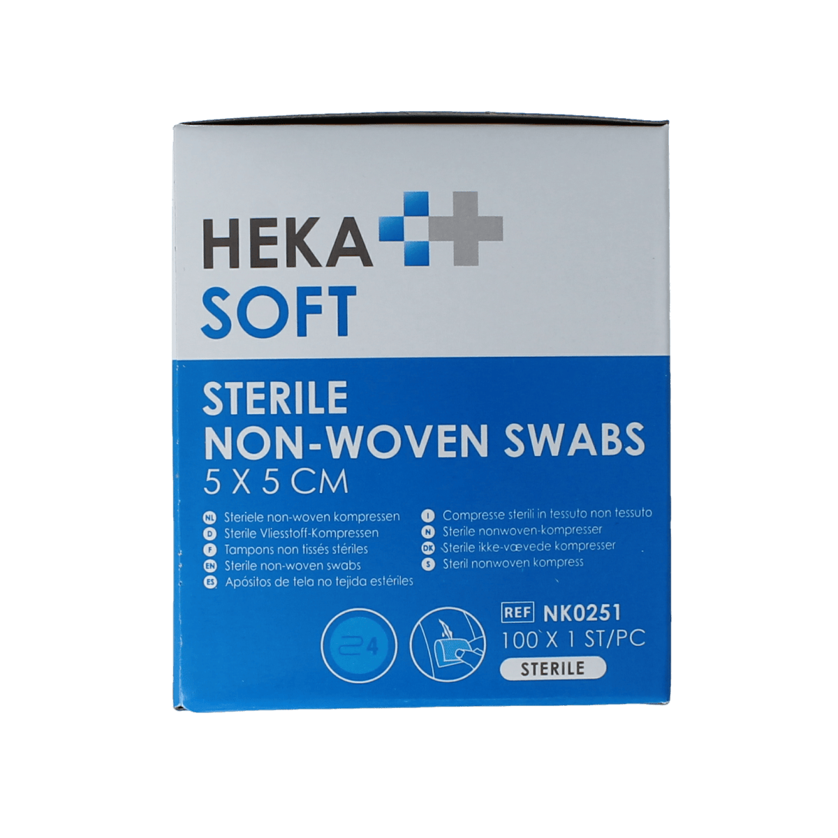Heka Soft Gazen en Kompressen 100.00 Stuks Heka Soft Non-woven kompres 5x5 steriel 100.00 Stuks