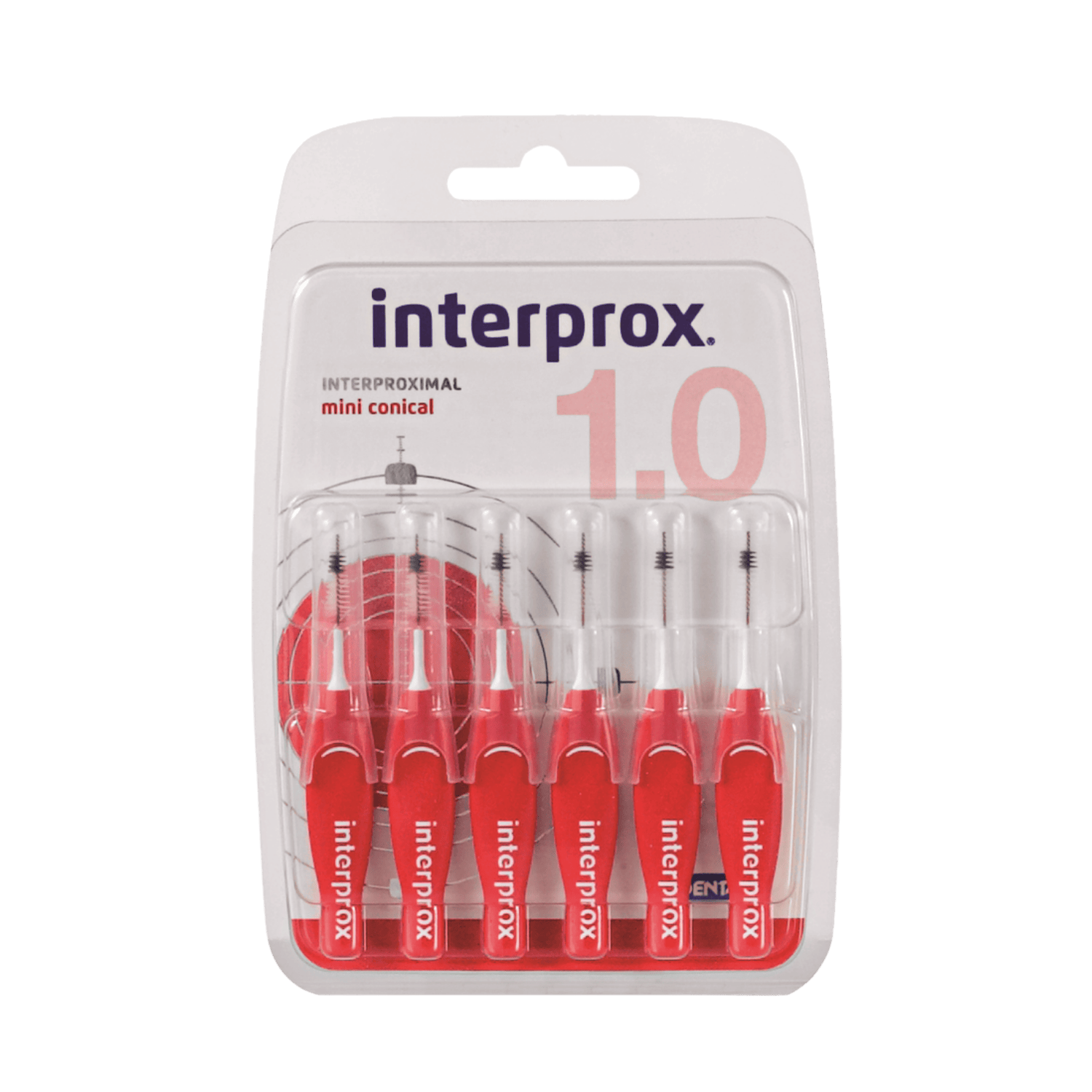 Interprox Premium mini conical interdental toothbrushes, 6.00 mm, set of 6, designed for effective plaque removal between teeth.