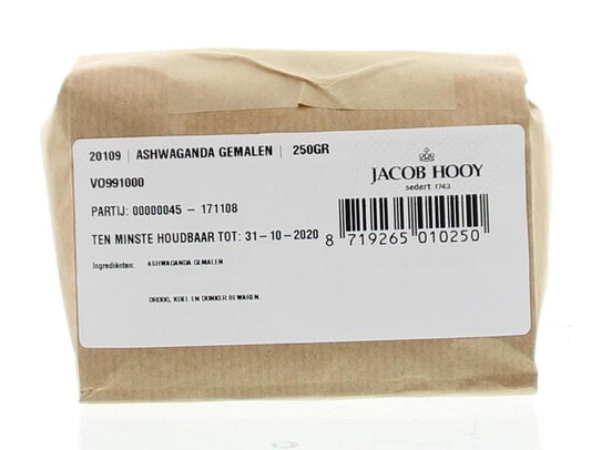 Jacob Hooy Kruiden, Zouten en Maaltijdmixen 250 Gram Jacob Hooy Ashwagandawortel gemalen 250 Gram