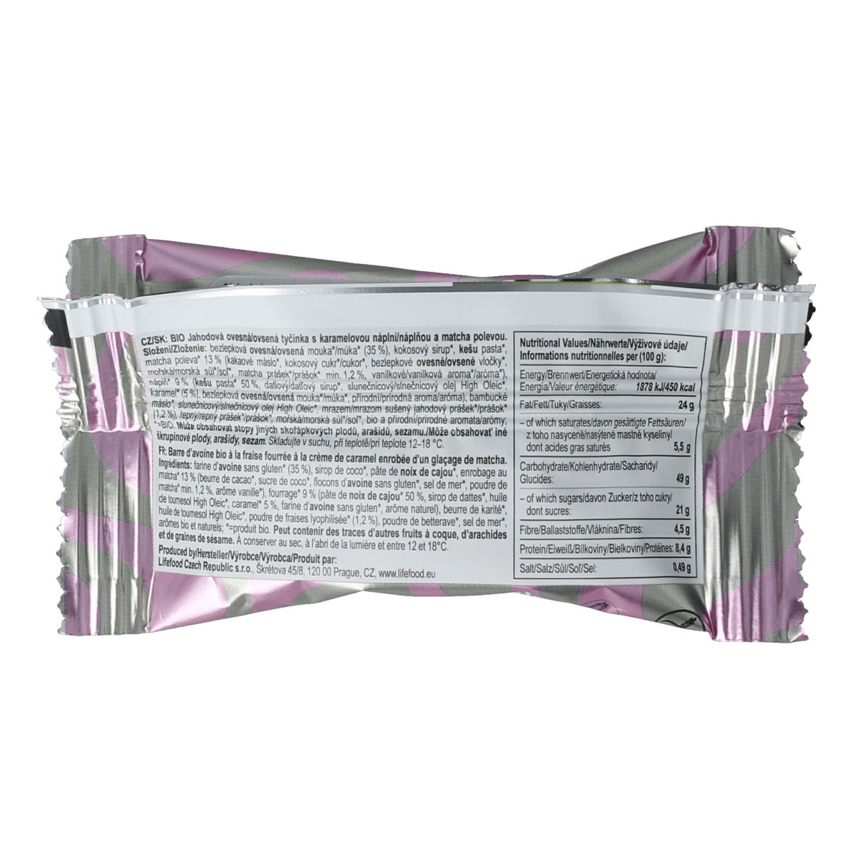 Lifefood Snacks en Tussendoortjes 35.00 Gram Lifefood Cake strawberry caramel matcha 35.00 Gram