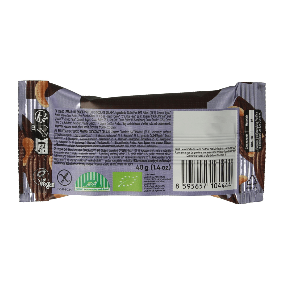 Lifefood Snacks en Tussendoortjes 40.00 Gram Lifefood Lifebar oatsnack proteine chocolate delight bio 40.00 Gram