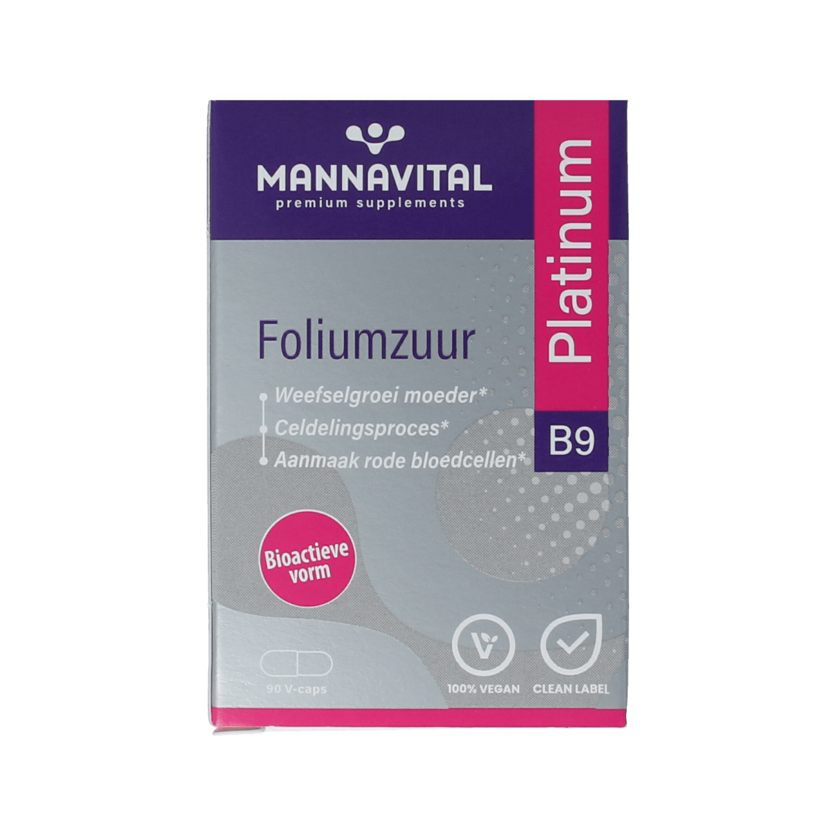 Mannavital Vitamine Enkel 90.00 Vegetarische capsules Mannavital Foliumzuur platinum 90.00 Vegetarische capsules
