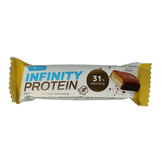 Max Sport Snacks en Tussendoortjes 55 Gram Max Sport Protein infinity reep salty caramel-peanut 55 Gram