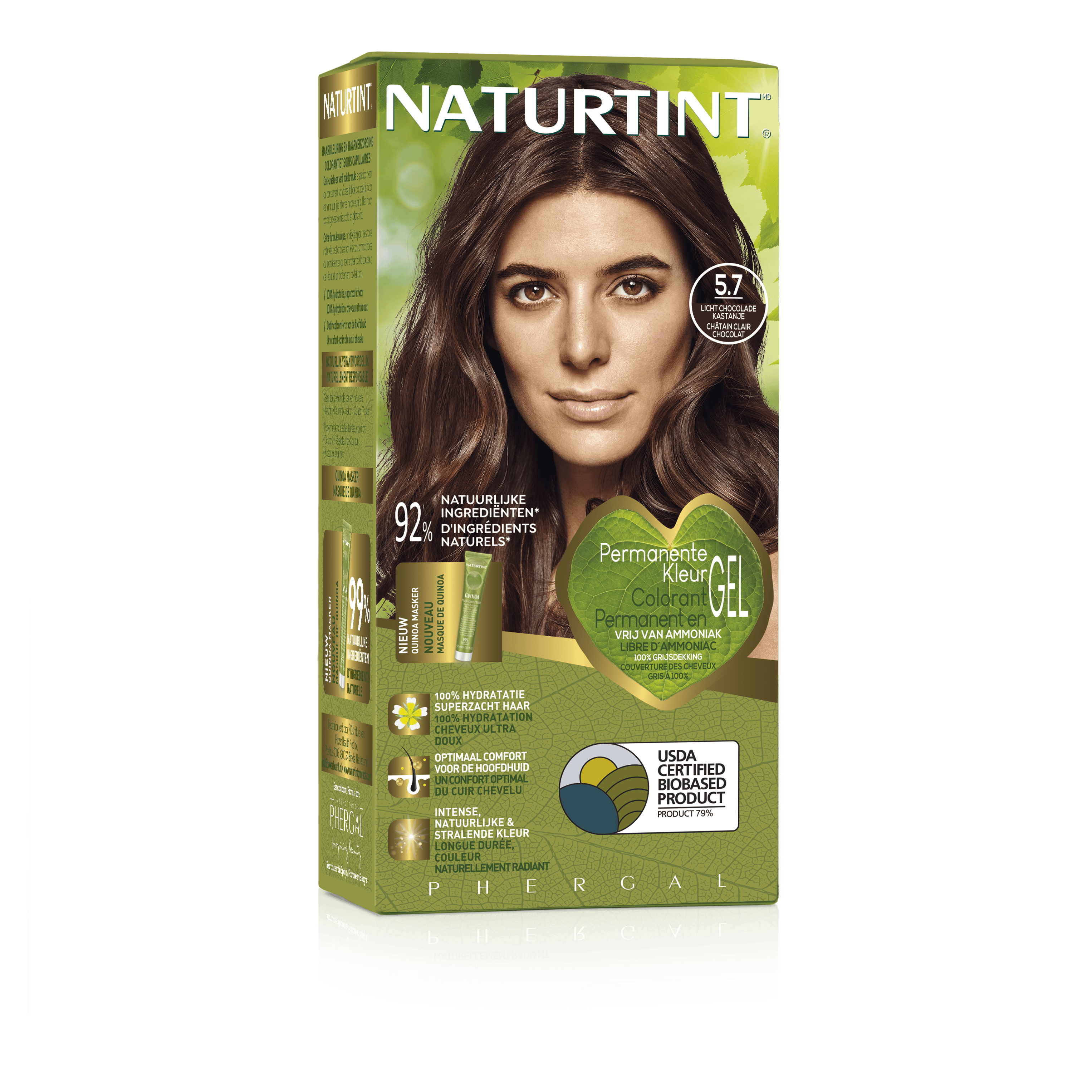 Naturtint 5.7 light choco chestnut hair coloring cream in 170ml tube, showcasing the product packaging and label.