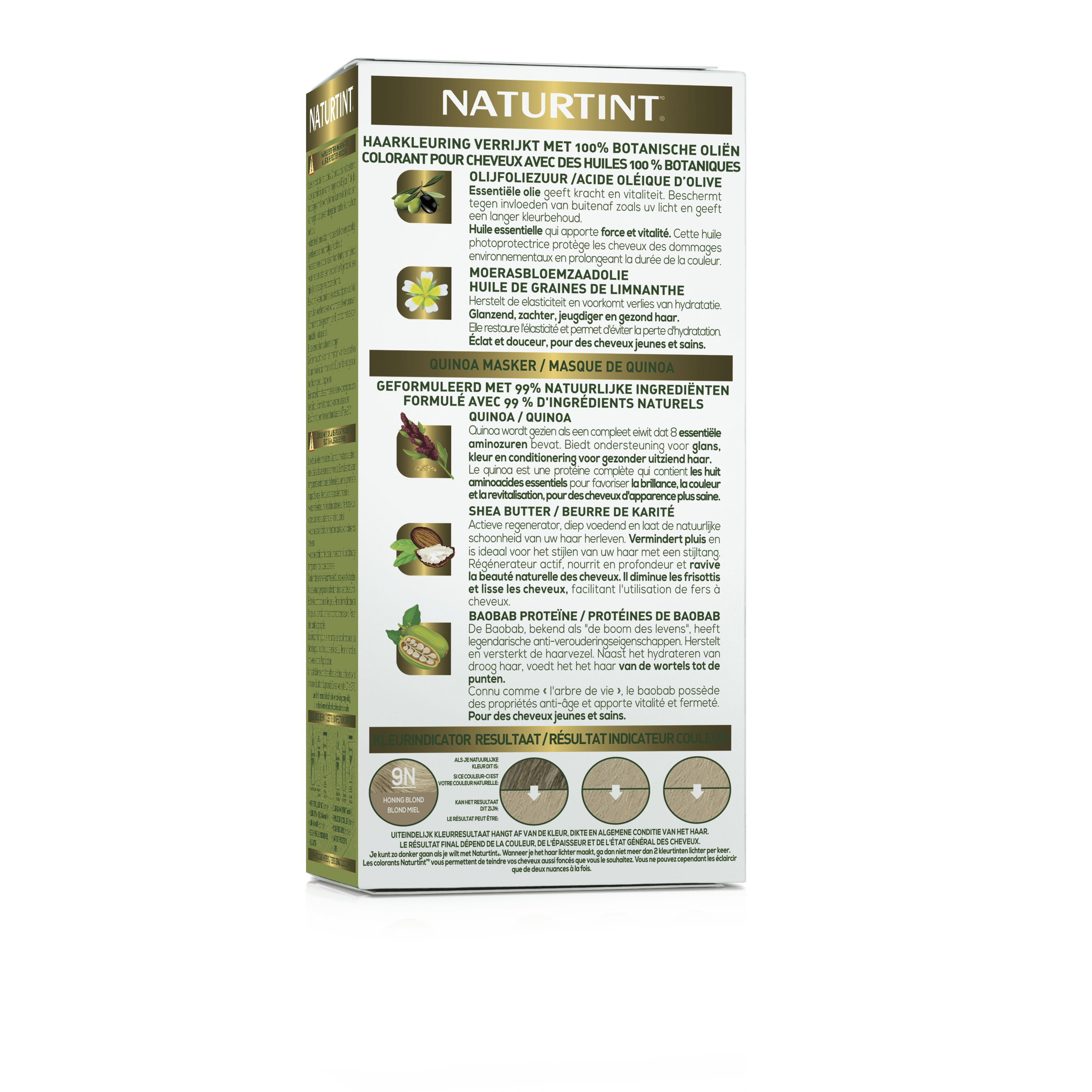 Naturtint 9N Honingblond hair coloring bottle, 170ml, with natural blonde shade for hair coloring.