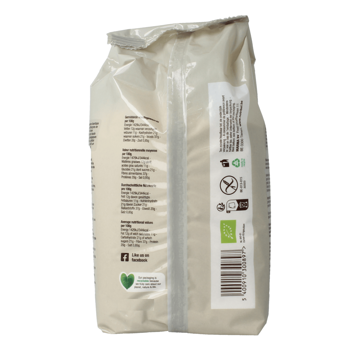 Nutribel gluten-free organic coconut flour in a 500g package, suitable for baking and gluten-free recipes.