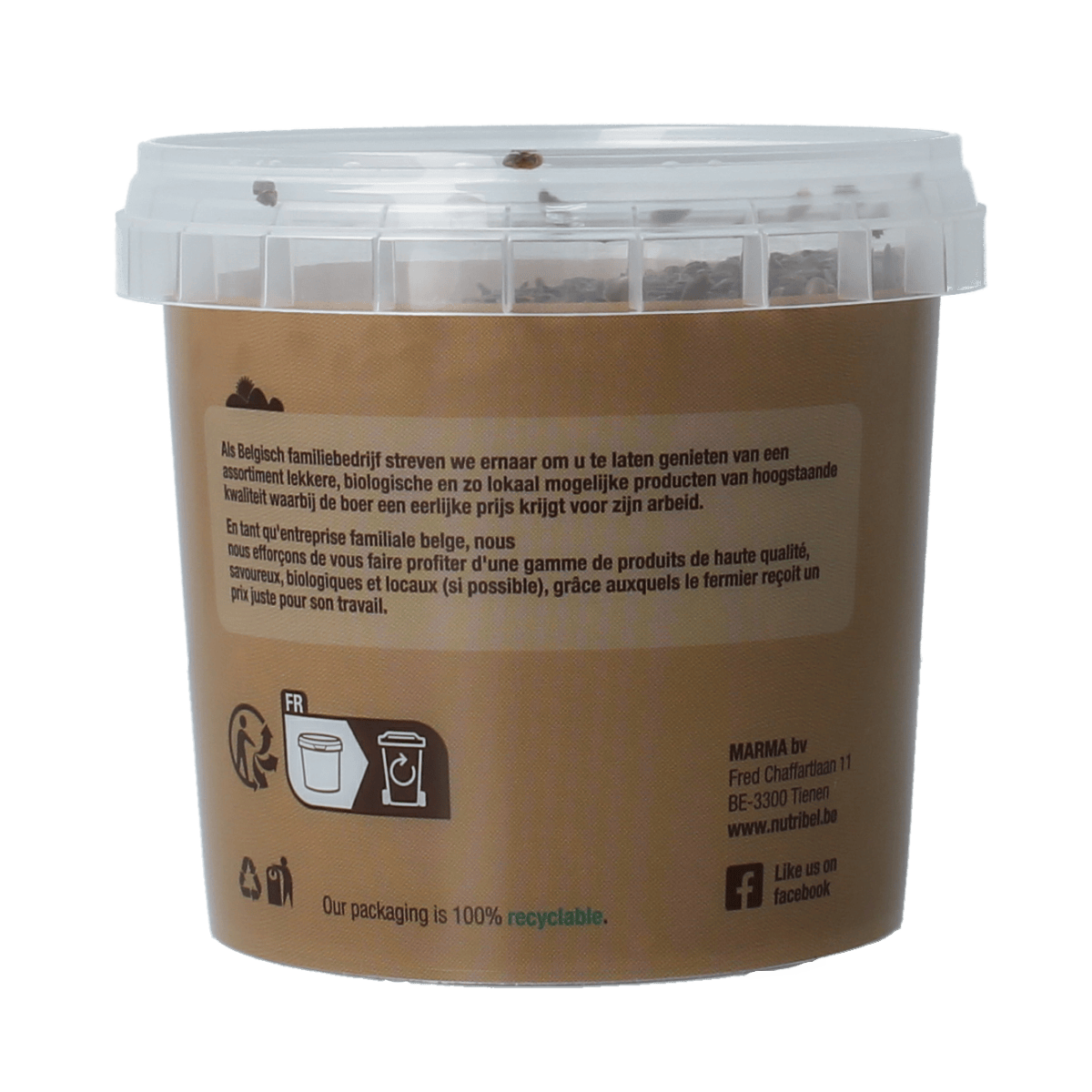 Nutribel organic flaxseed whole 200g, raw superfood in a clear package, showing fresh, whole flaxseeds for healthy eating.
