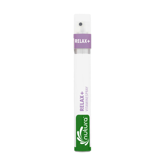 Nutura Vitaminesprays RELAX vitaminspray in 14.40ml bottle, dietary supplement with herbs and vitamins for relaxation.