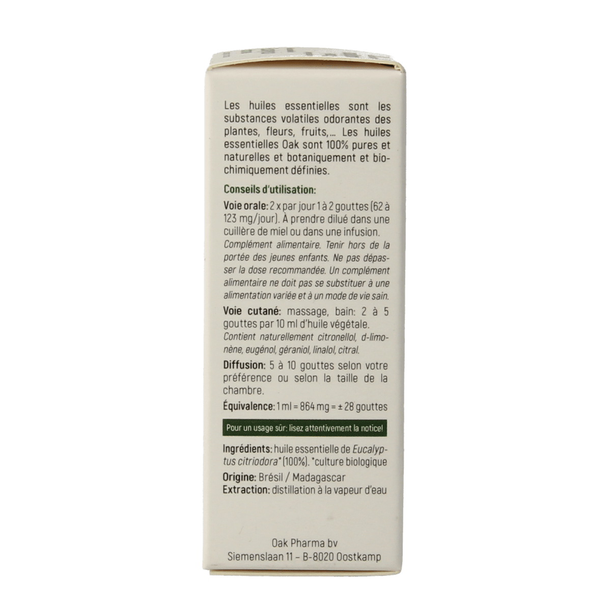 Oak Etherische oliën 10.00 Milliliter Oak Citroeneucalyptus bio 10.00 Milliliter