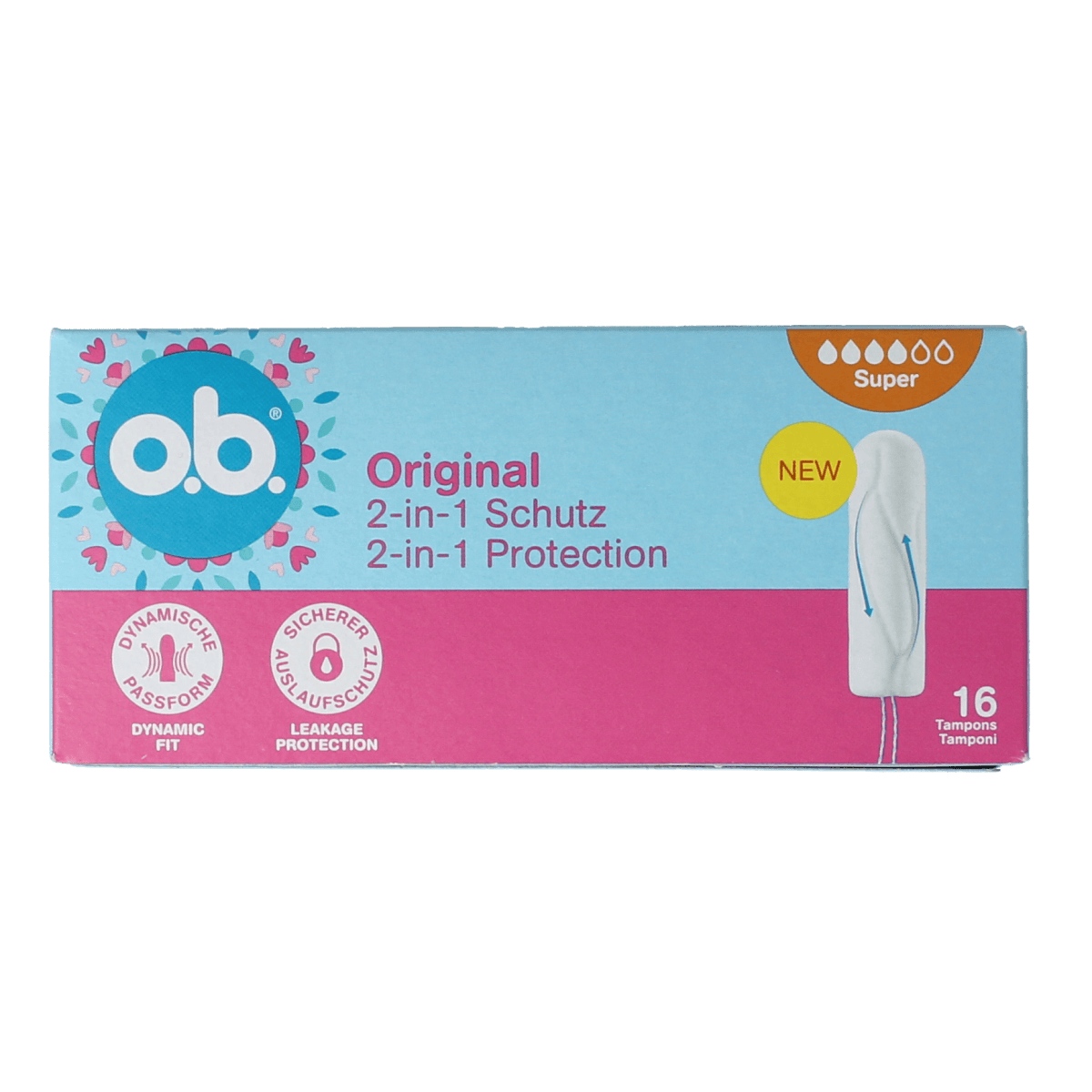 OB Damesverband en Tampons 16.00 Stuks OB Tampons original dynamic fit super 16.00 Stuks