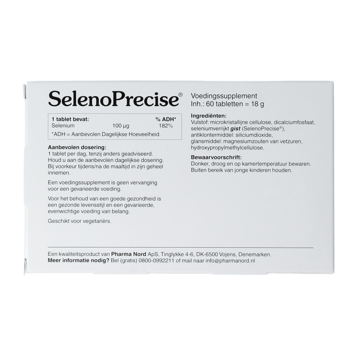 Pharma Nord SelenoPrecise 60-tablet bottle of selenium vitamin supplement, showing tablets and label.