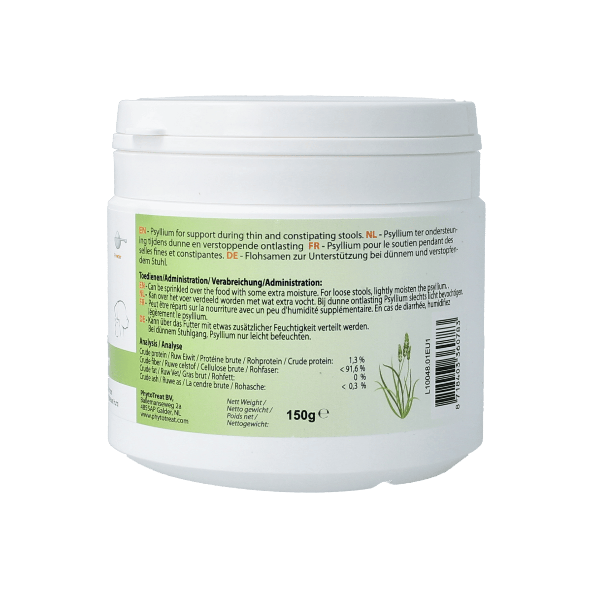PhytoTreat Voedingssupplementen voor Dieren 150.00 Gram PhytoTreat Psyllium hond/kat/paard 150.00 Gram