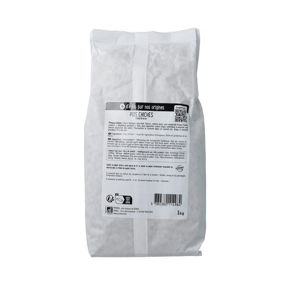 Primeal Aardappelen, Groente en Fruit 1000.00 Gram Primeal Kikkererwten bio 1000.00 Gram