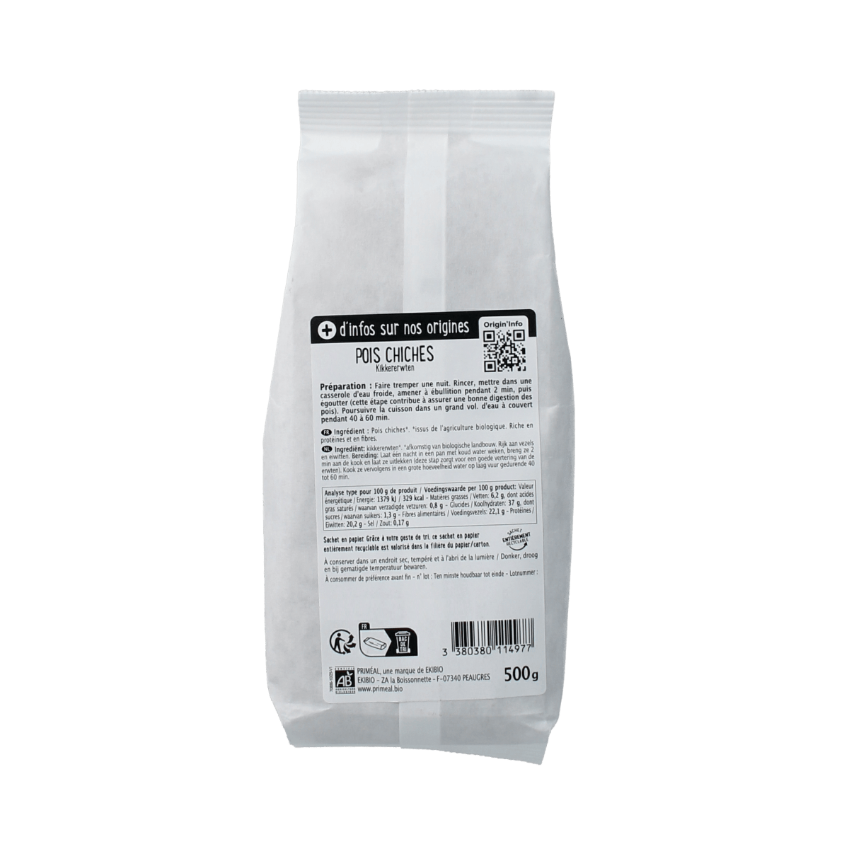 Primeal Aardappelen, Groente en Fruit 500.00 Gram Primeal Kikkererwten bio 500.00 Gram
