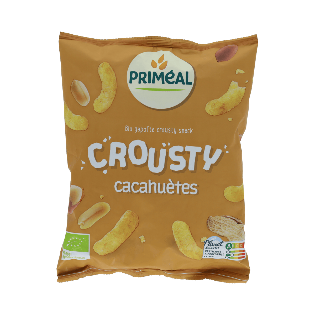 Primeal Snacks en Tussendoortjes 75.00 Gram Primeal Chips gepoft pinda glutenvrij bio 75.00 Gram