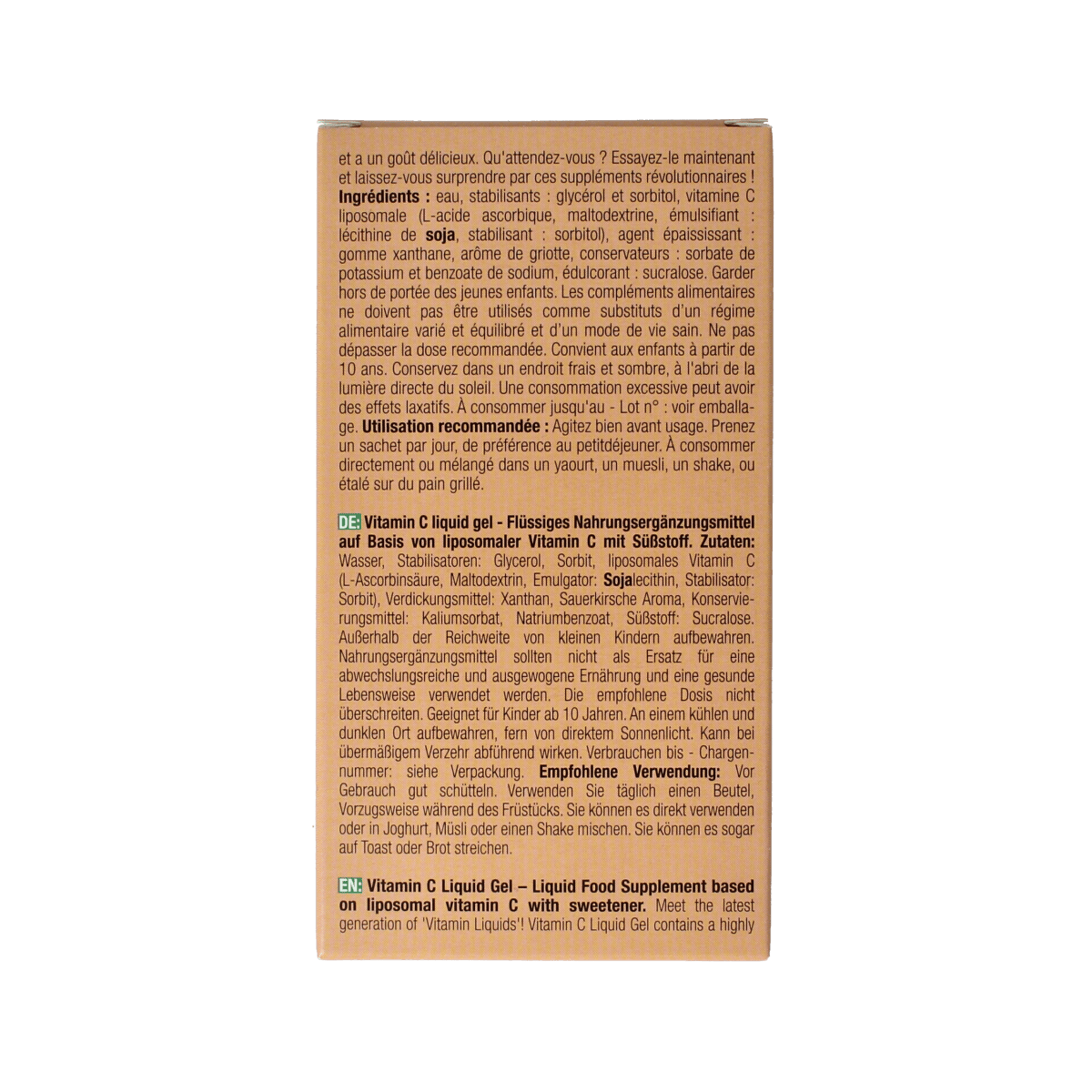 Purasana Vitamin C liquid gelstick 10ml, pack of 15, natural vitamin supplement in convenient gelstick form.