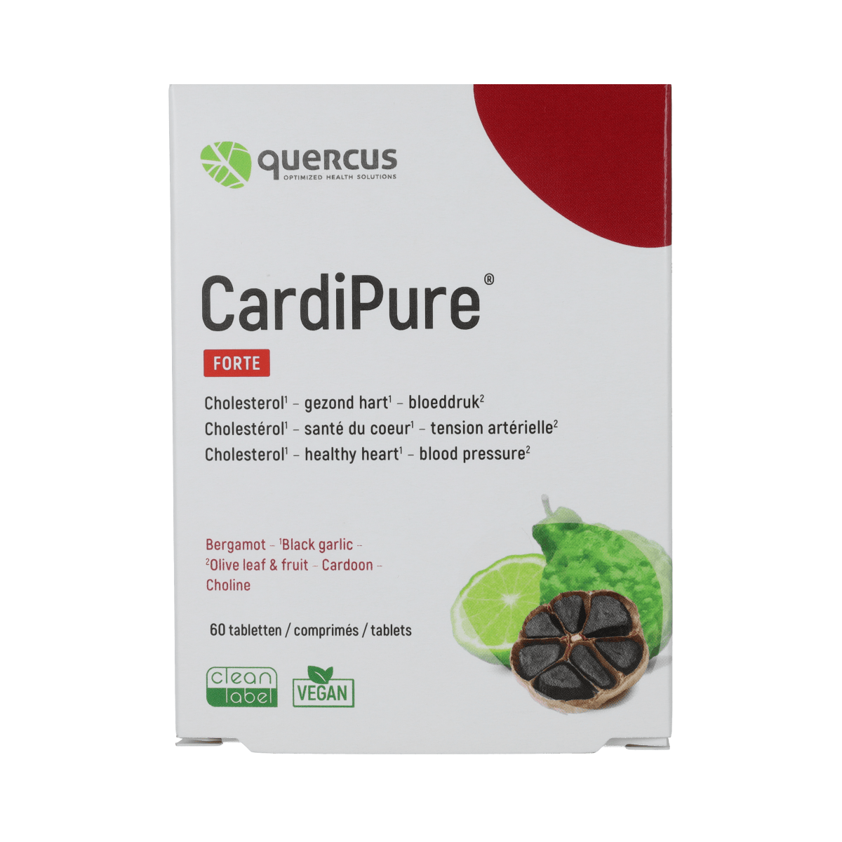 Quercus CardiPure herbal supplement tablets in a bottle, natural plant-based remedy by Quercus for cardiovascular health.