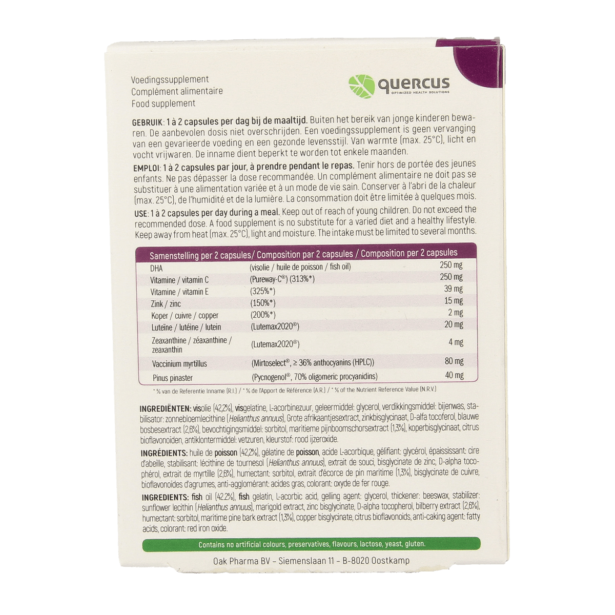 Quercus Vitamine Multi 30.00 Capsules Quercus Macu-vision 30.00 Capsules